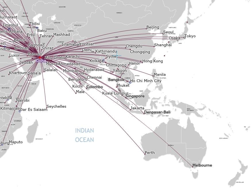 qatar airlines რუკა