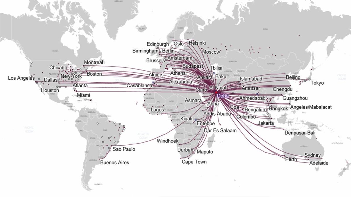 მარშრუტის რუკას qatar airways